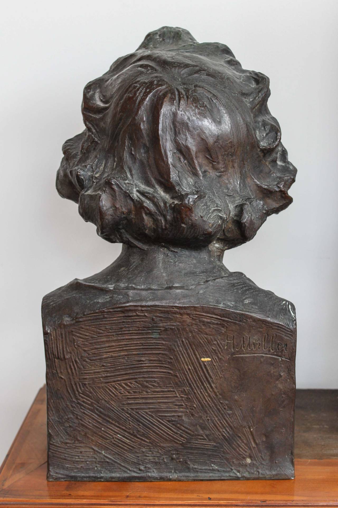 Beethoven Bronze Bust Signed Hans Muller 3