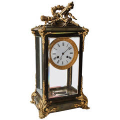 Nineteenth Century French Four-Sided  Glass Mantle Clock.19th C.