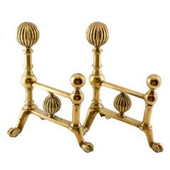 smaller antique brass andirons