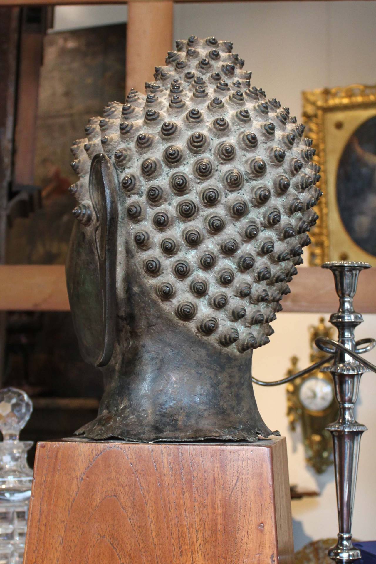 Southeast Asian Bronze Buddha Head For Sale
