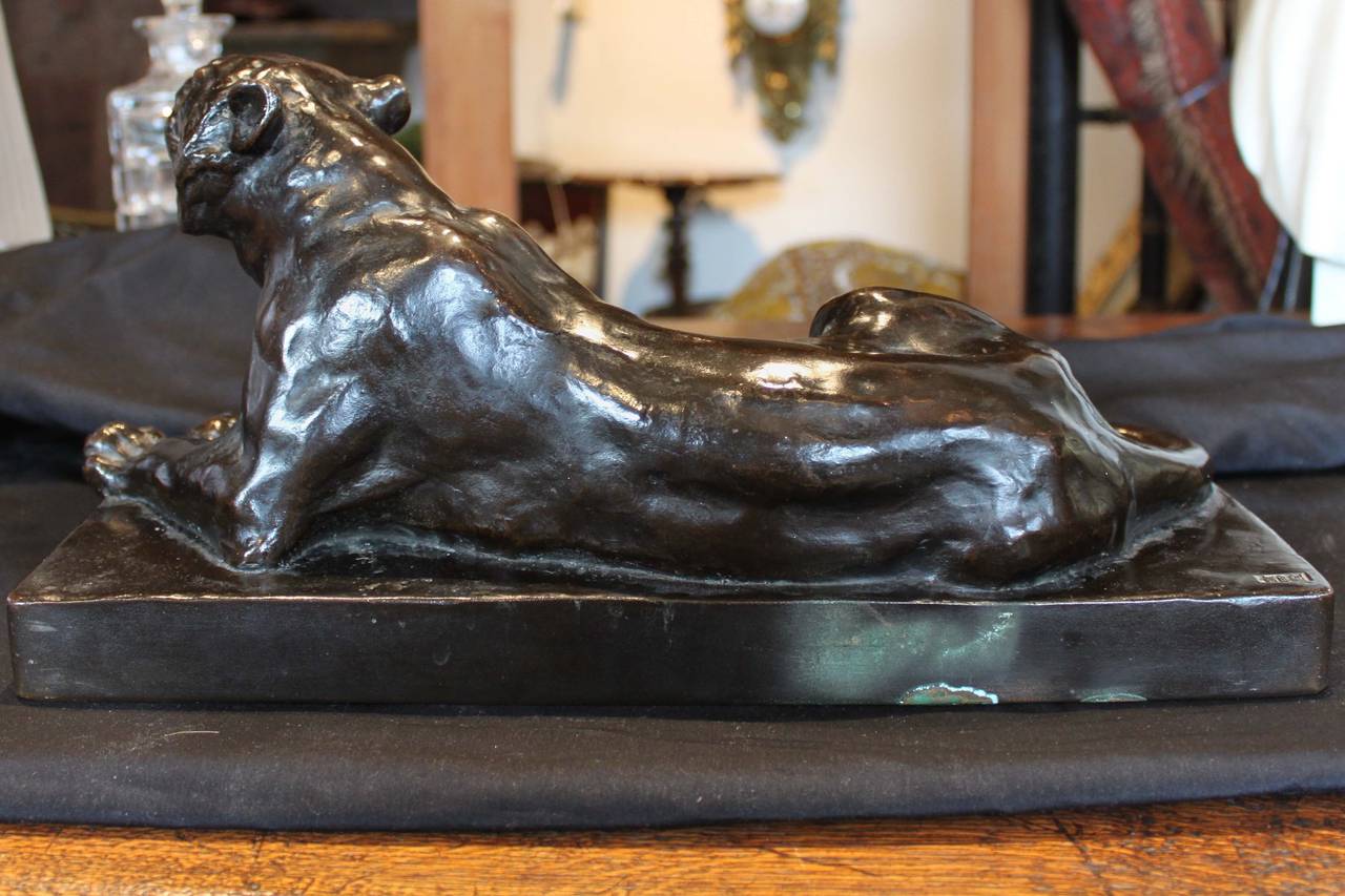 Early 20th Century Bronze Tiger Sculpture For Sale