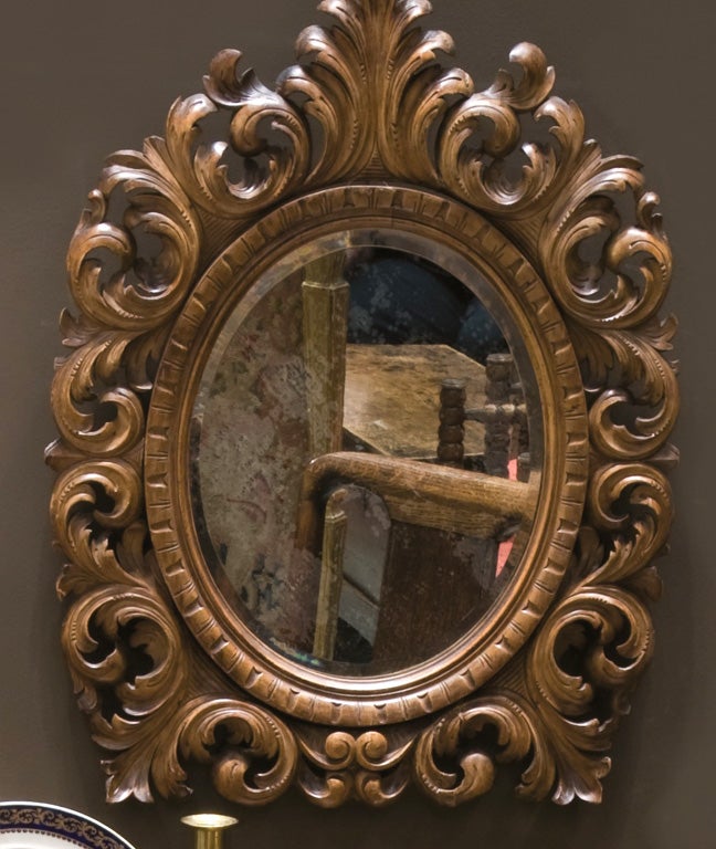 18th Century Carved wooden frame with mirror. at 1stdibs
