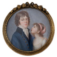 Miniature Portrait of Couple signed Siccardi