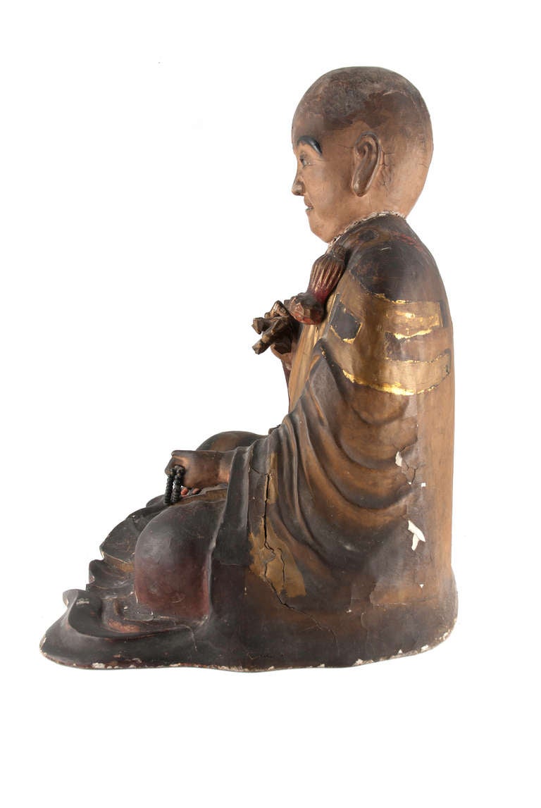 Lacquered Japanese Edo Period Buddha.