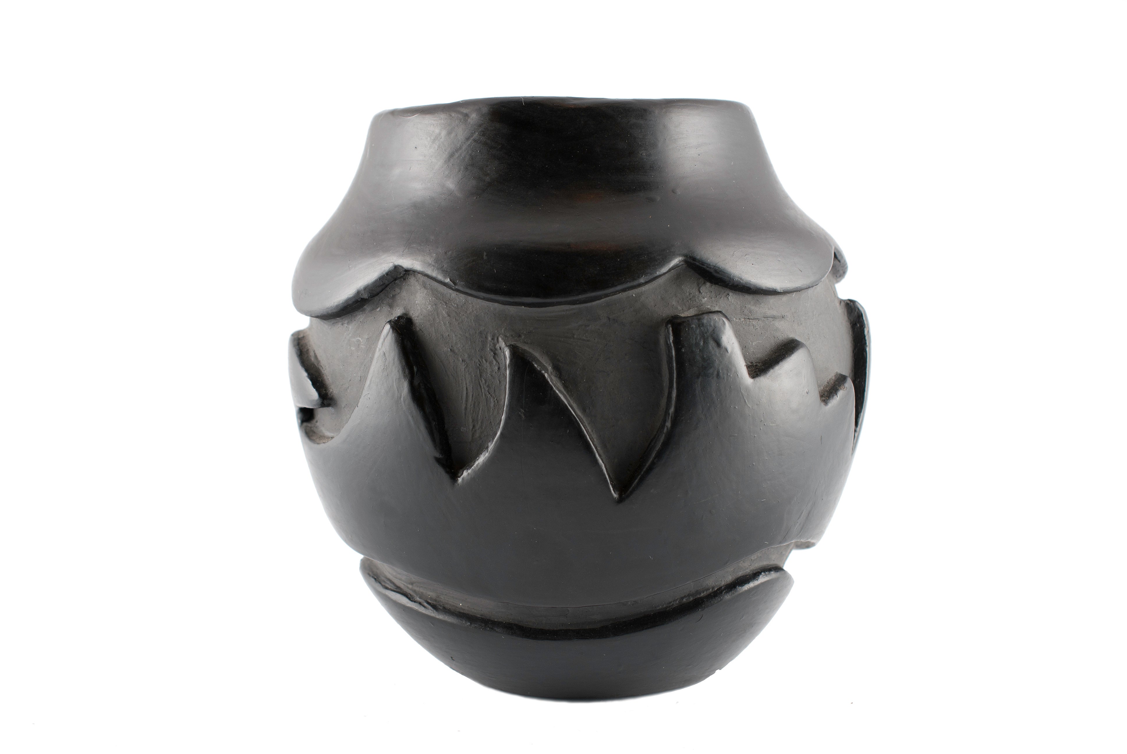 Santa Clara Vintage Black Pottery Vase.