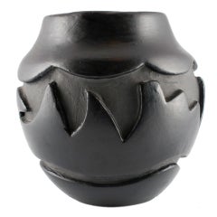 Santa Clara Vintage Black Pottery Vase.