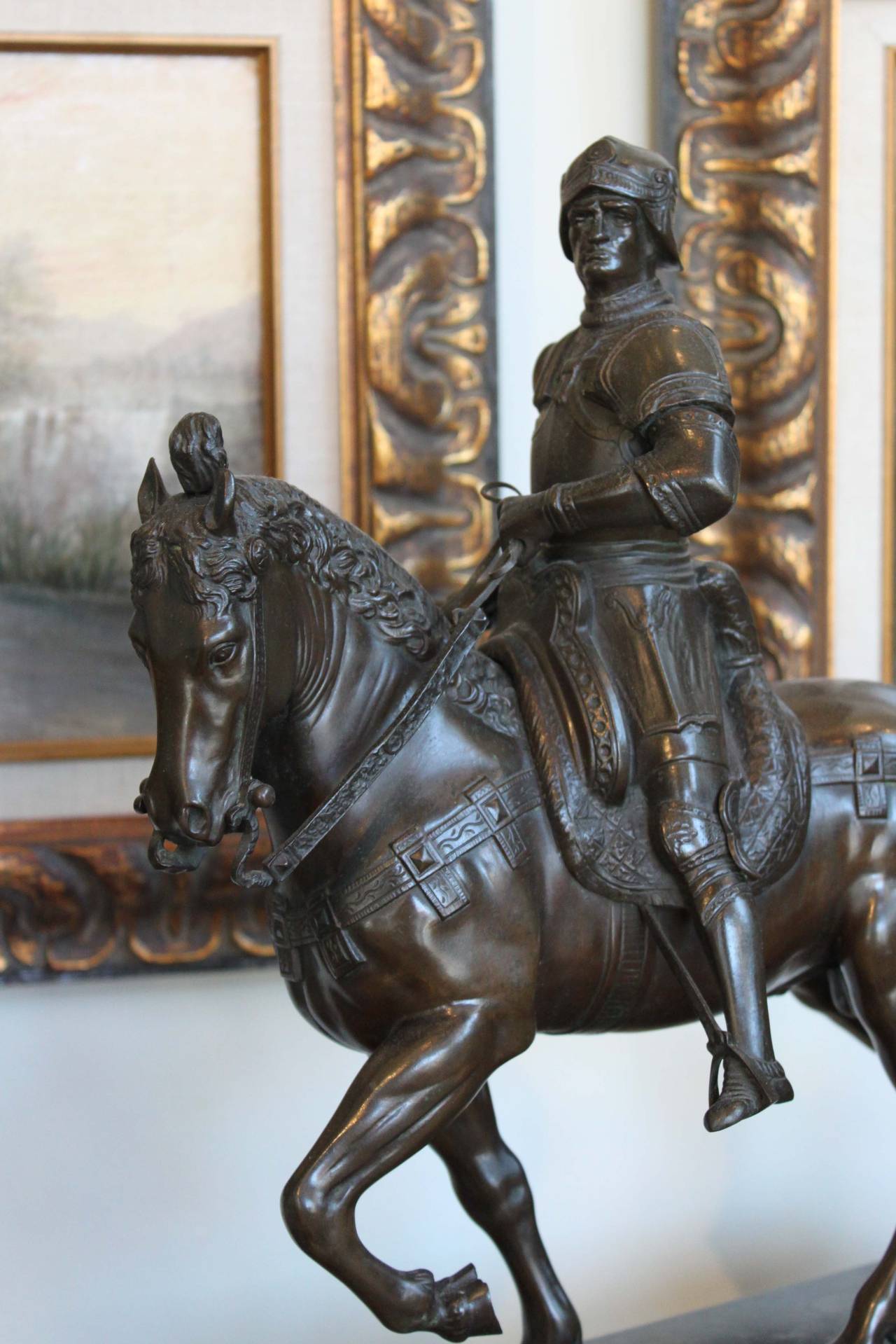 Cast  Bronze Rider on Horseback Sculpture, 19th Century