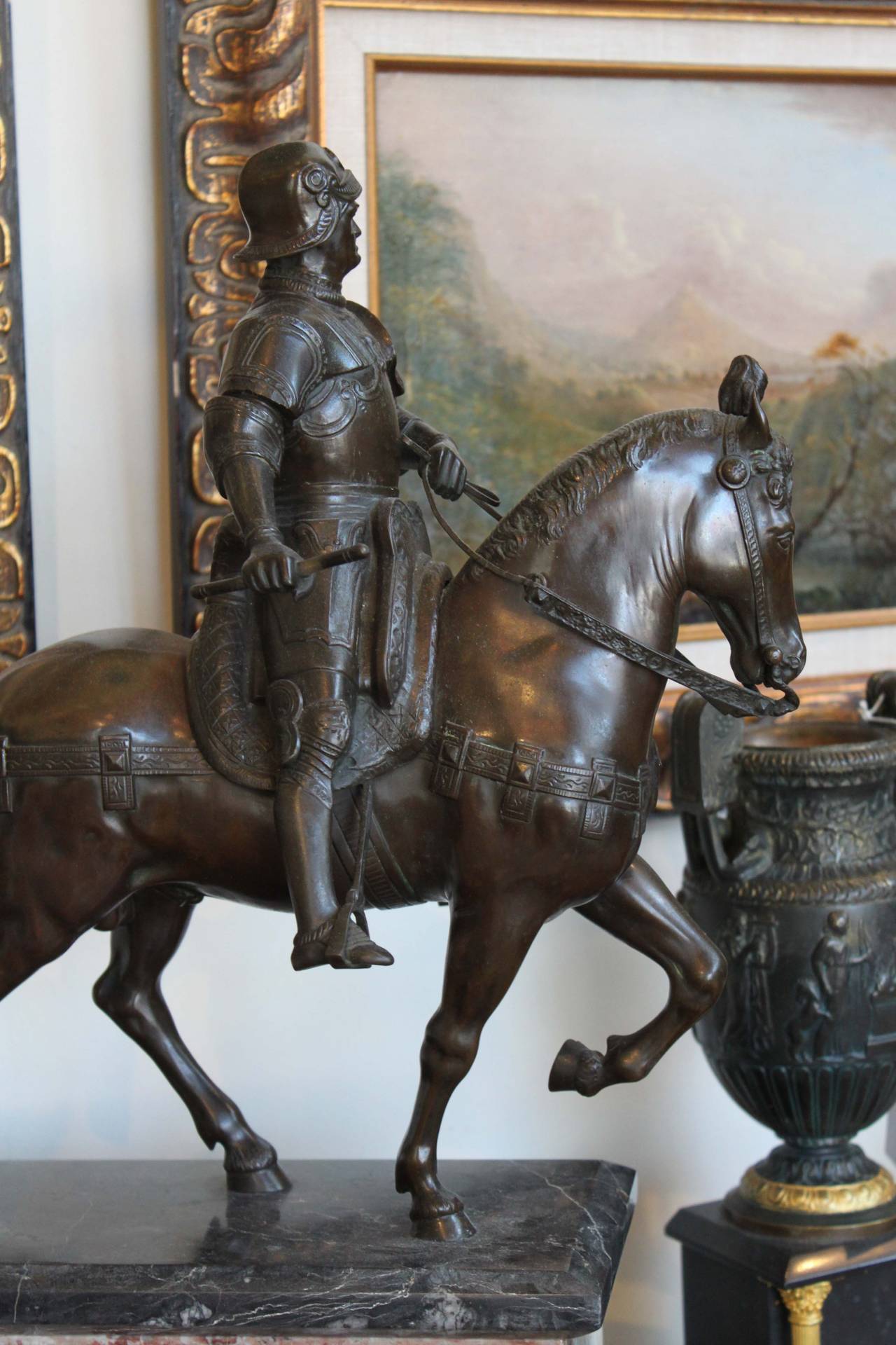 Italian  Bronze Rider on Horseback Sculpture, 19th Century