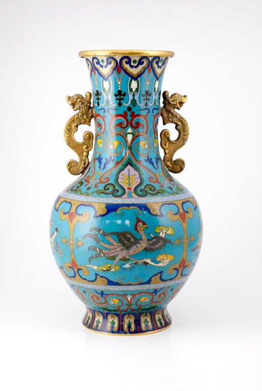 Pair of cloisonne vases. Qing Dynasty. 2