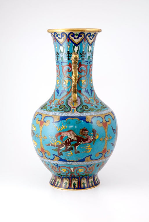 Pair of cloisonne vases. Qing Dynasty. 3