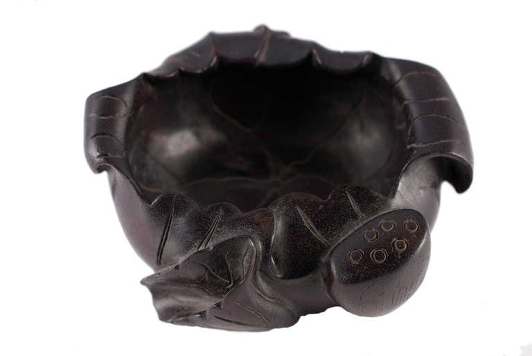 Chinese Carved Zitan Brush-Washer