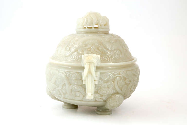 Chinese Jade Lidded Urn For Sale