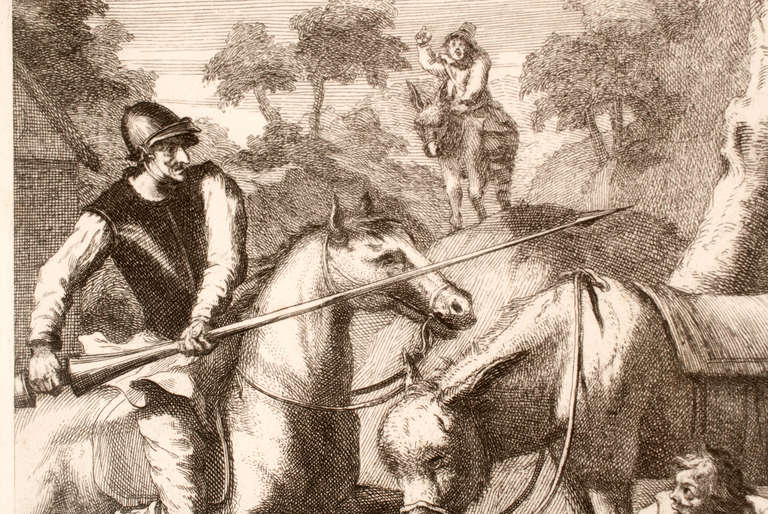 Engraving of Scene from Don Quixote In Good Condition For Sale In Vancouver, BC