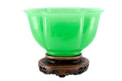 Peking glass bowl of unusual shape.