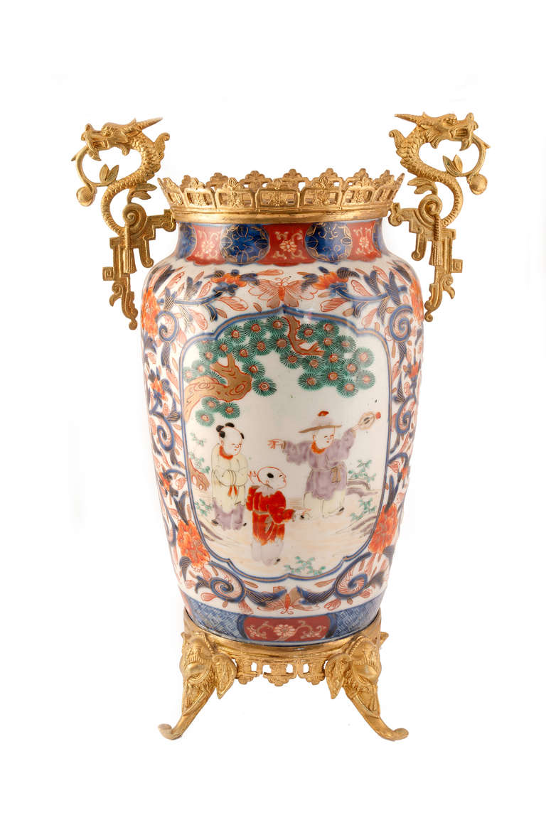 Japanese Imari Vase with Gilt Mounts