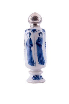 Chinese Kangxi small jar with silver top.