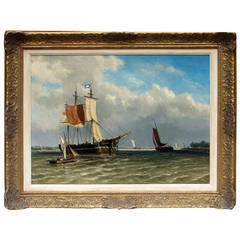 Victor Charalian Dit Salvation, 1881, Dutch, Ship at Calm Painting