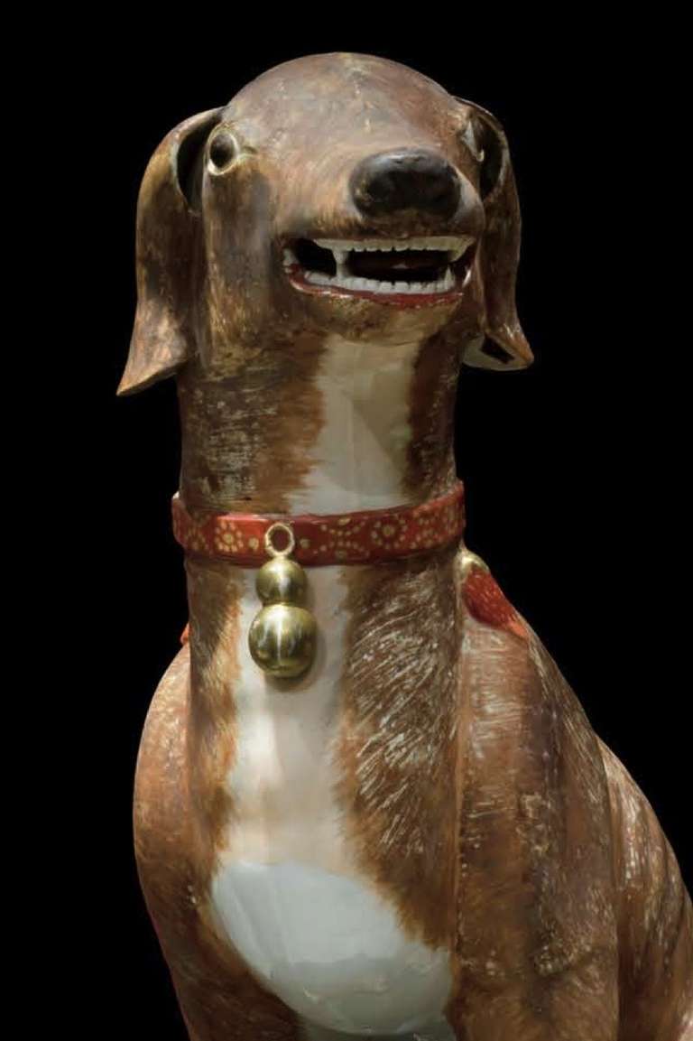 18th Century and Earlier Chinese Qianlong Period Lifesize Hound Sculpture For Sale