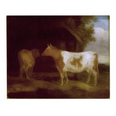 19th C. painting of cows. Signed: W. Barraud. 1829 on frame