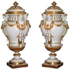 Pair of Naples urns. 19th C