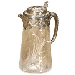 Antique STOLEN!!! French sterling and etched crystal lemonade jug.