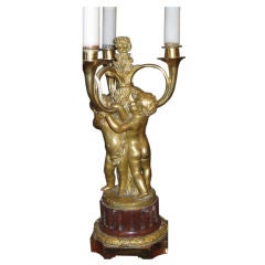 Gilt-bronze candelabra later wired