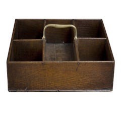 Oak carrying cutlery box with brass handle.C1800
