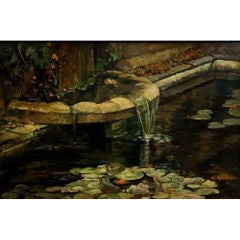 
Pond with waterfall
. 20th C original painting signed Alexander