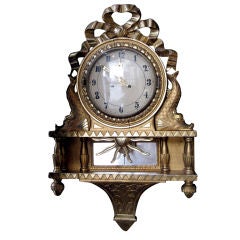 Antique Gustavian giltwood wall clock.19th C.