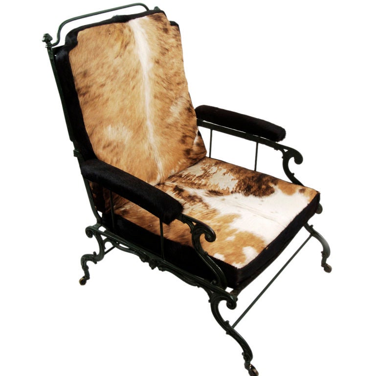 Victorian metamorphic folding cast-iron chair/bed. 19th C.