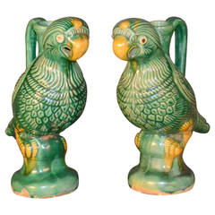 Tang Style Glazed Pottery Chinese Bird Candle Holders