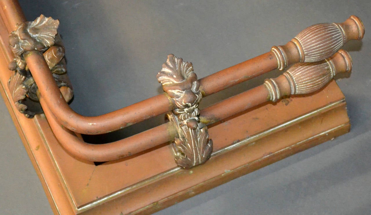 Late 19th Century Bronze Acanthus Motif Fireplace Fender For Sale