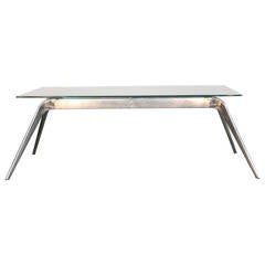 Fritz Hansen T-No1 in TB7 Chrome Base with Glass Top Dining Table