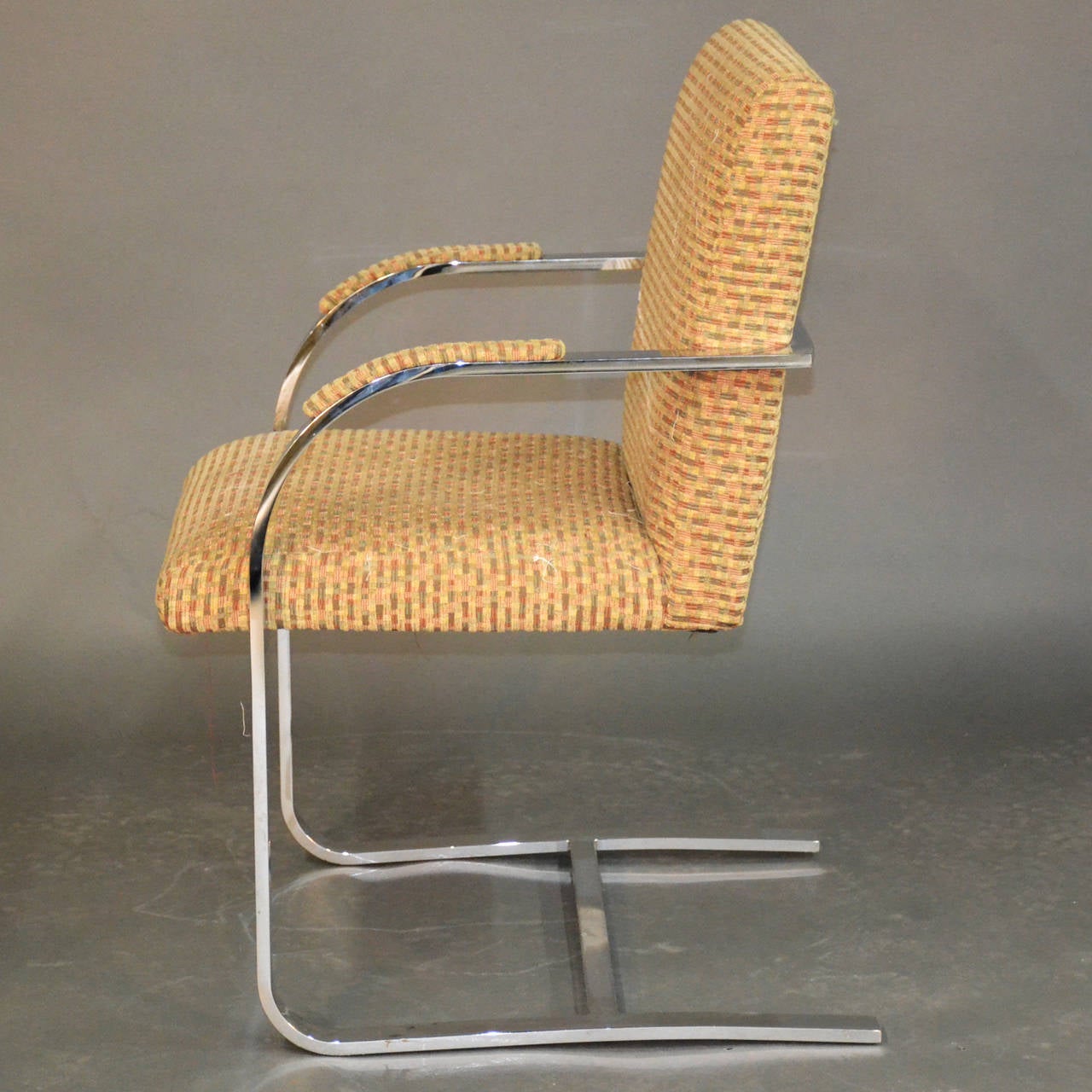 1960s Flat Bar Upholstered Chairs in the Style of Milo Baughman