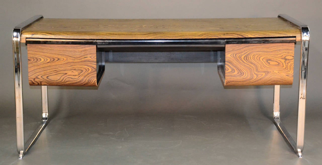 Peter Protzman for Herman Miller Chrome and Exotic Wood Desk