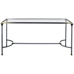 Stell And Brass Console Table In Style Of Maison Jansen