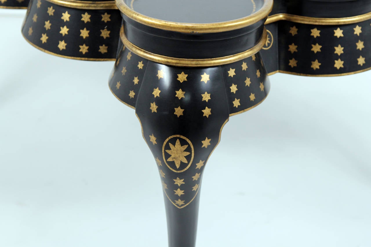 Wood Chinoiserie Hand-Painted Black Lacquer Coffee Table with Oriental Scenes