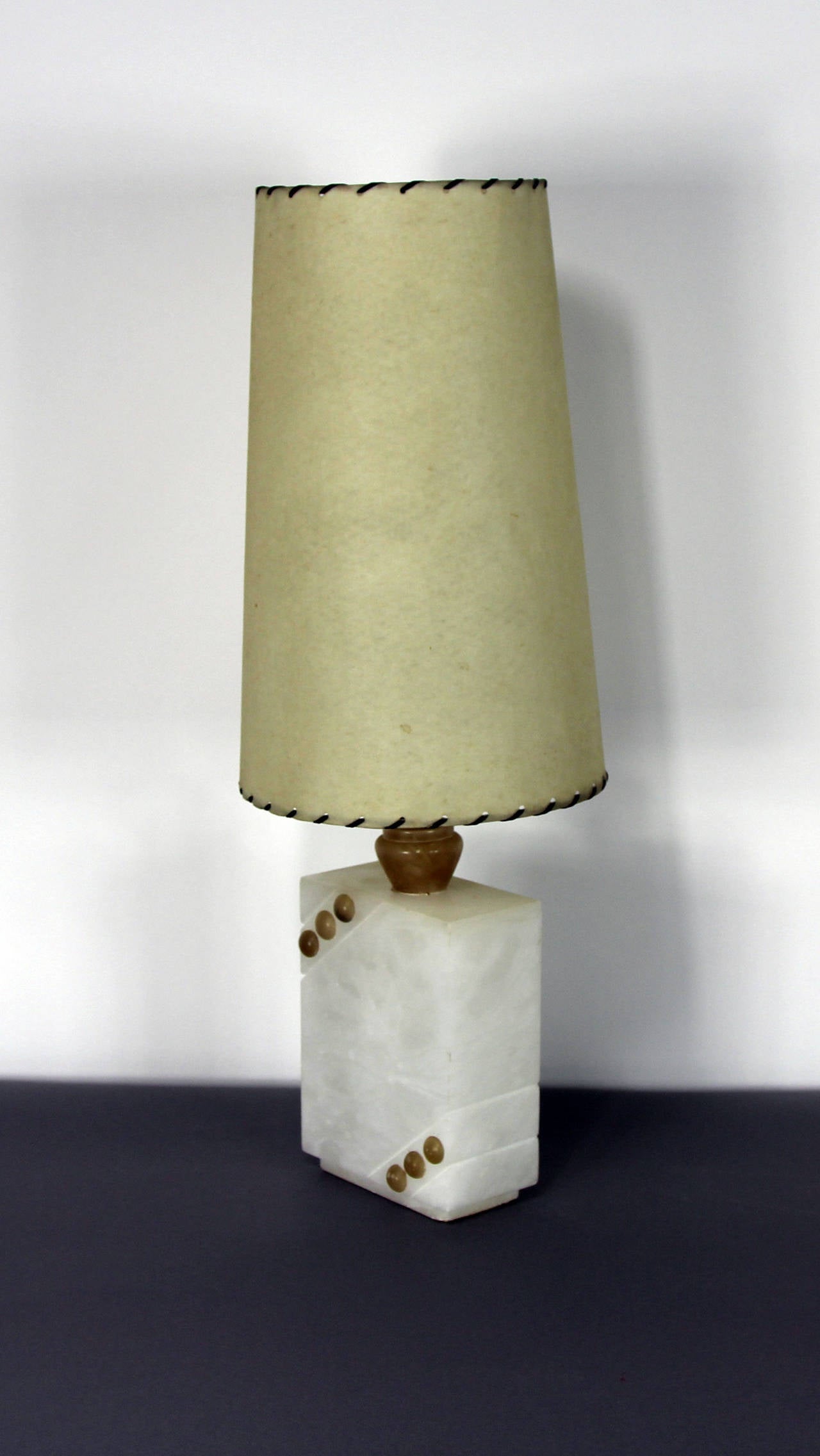 Pair of 1950s Italian Alabaster Modernist Table Lamps For Sale 1