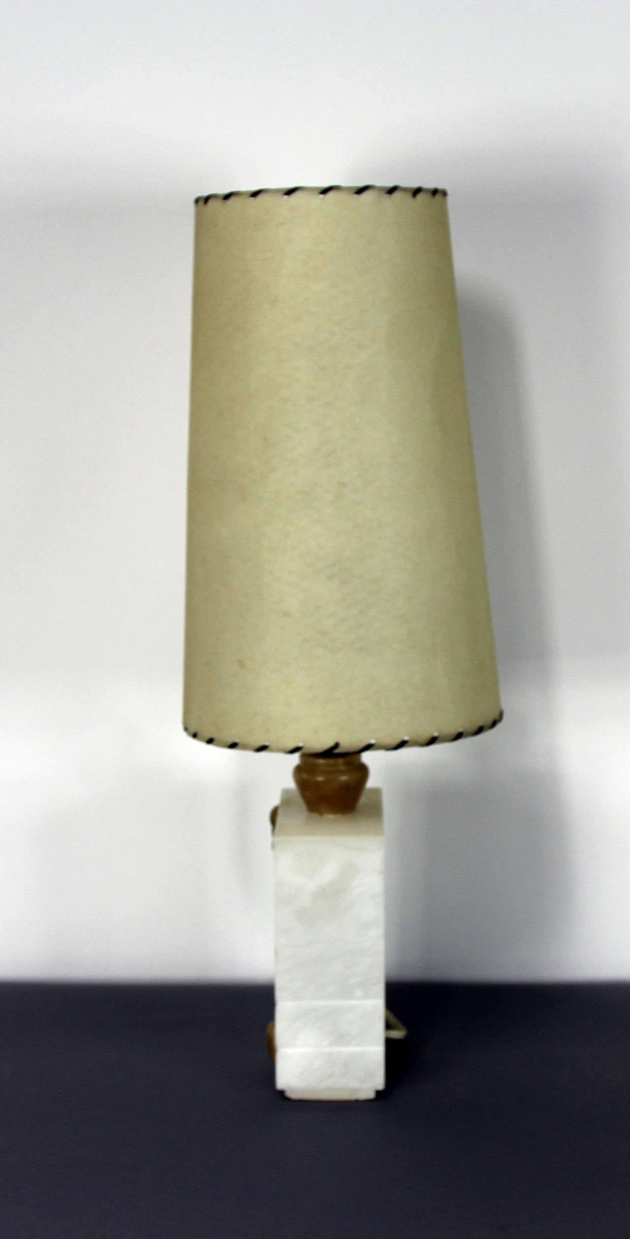 Pair of 1950s Italian Alabaster Modernist Table Lamps For Sale 2