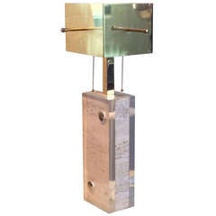 Table Lamp in Travertine and Brass Table Lamp in Travertine and Brass