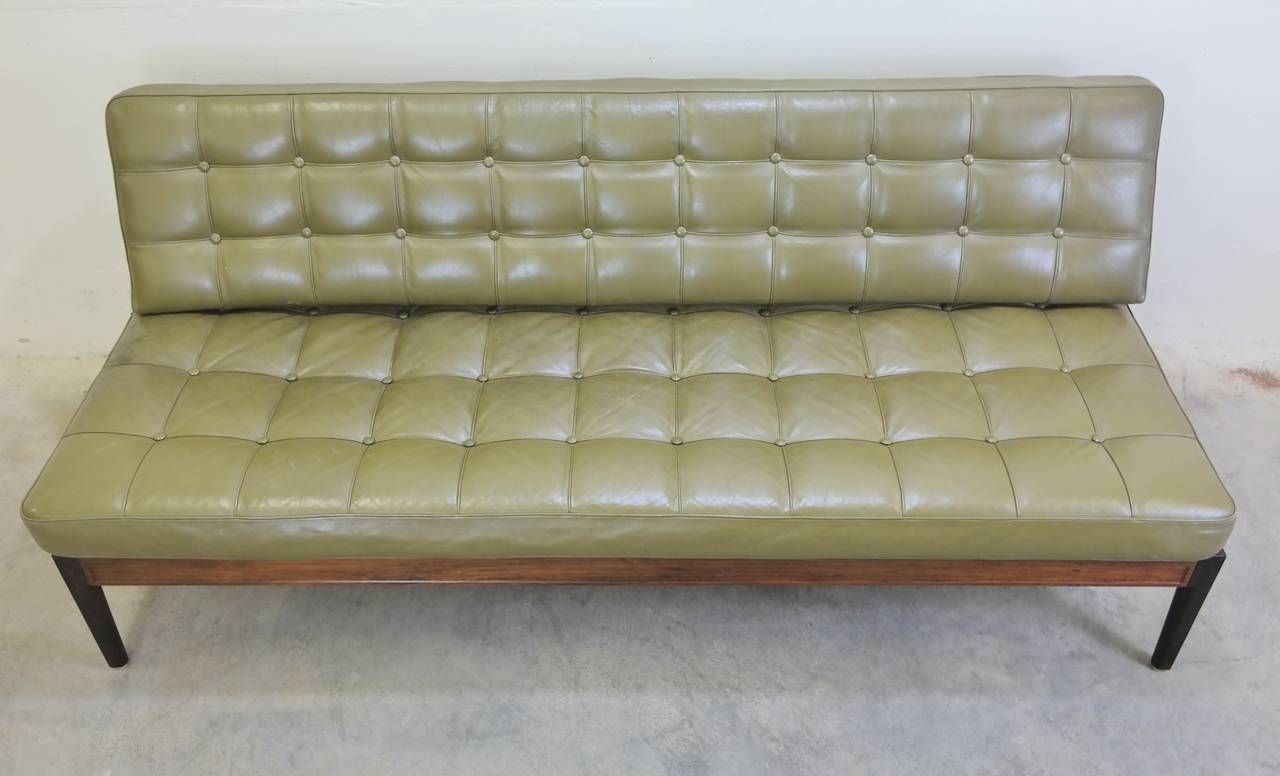 Scandinavian Modern Extremely Rare Finn Juhl Rosewood and Leather Diplomat Series Daybed or Sofa