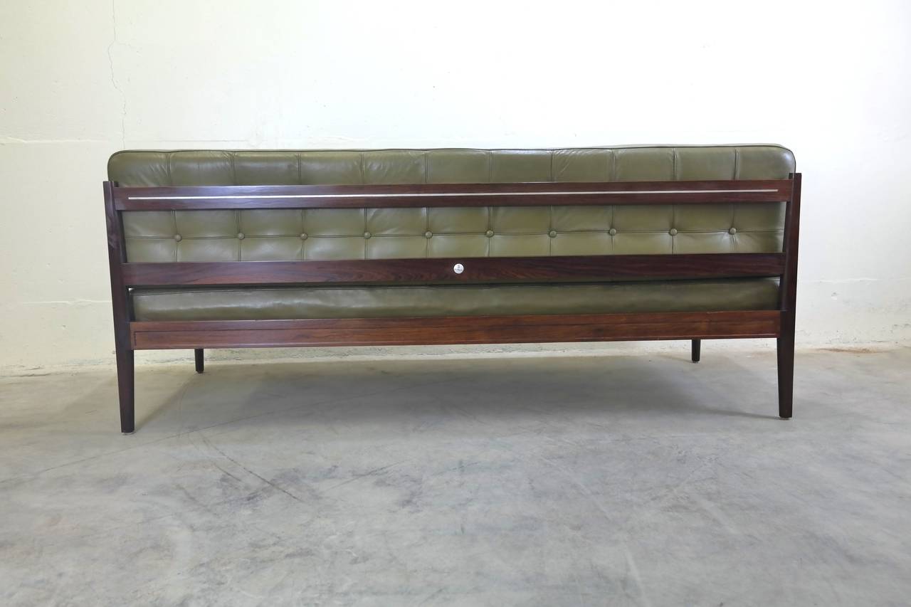 Extremely Rare Finn Juhl Rosewood and Leather Diplomat Series Daybed or Sofa 2
