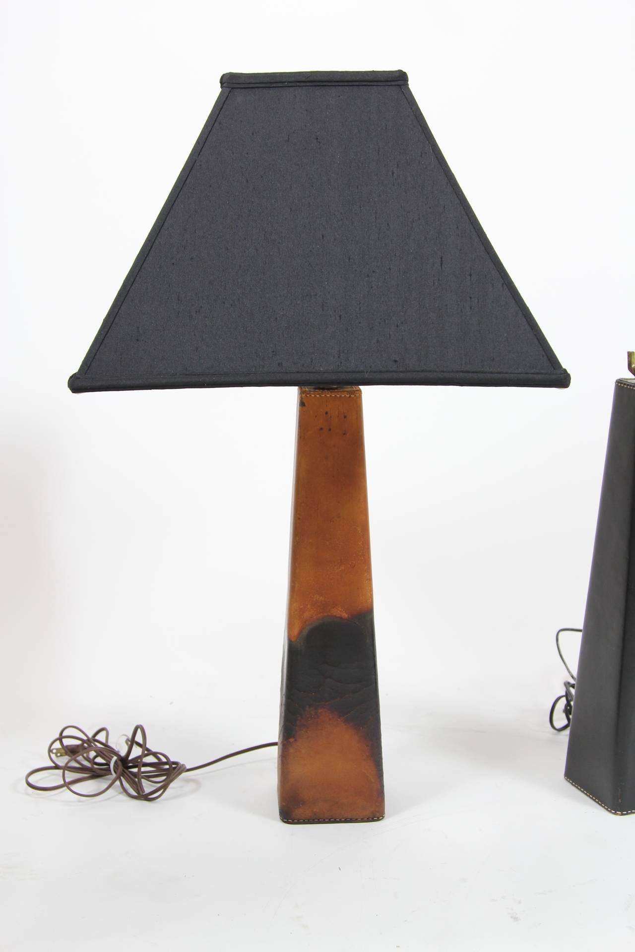 Mid-Century Modern Pair of Danish Modern Designer Leather Table Lamps