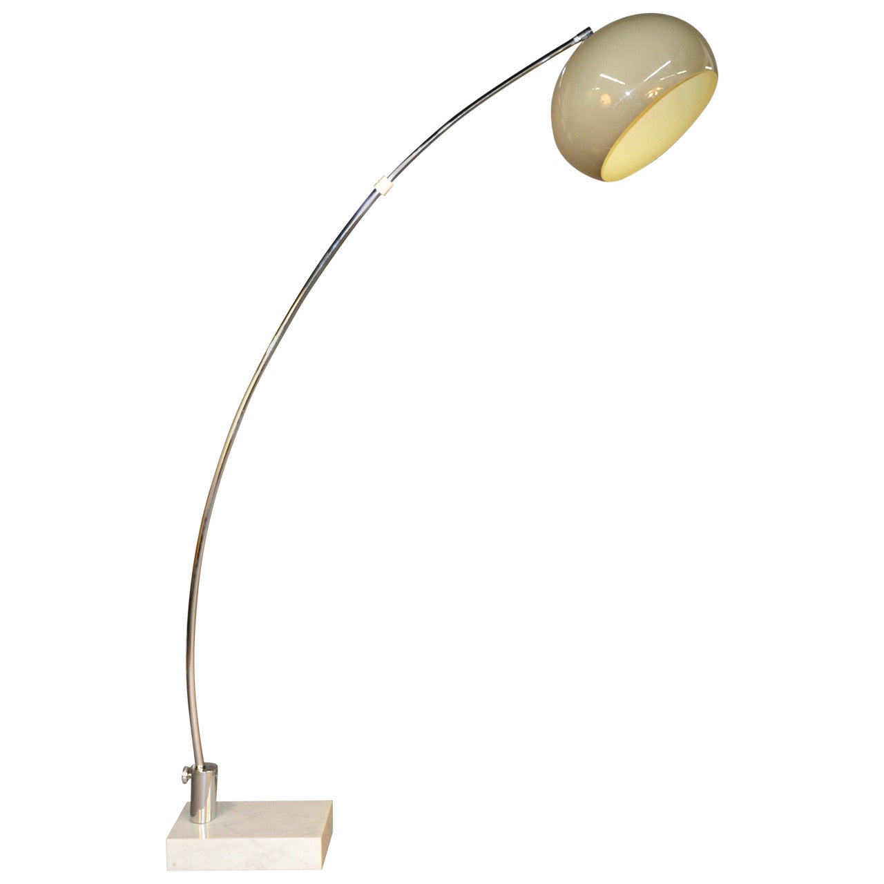 Mid-Century Modern Chrome Arc Lamp with Marble Base Arco
