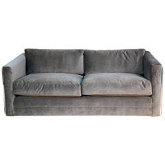 Milo Baughman for Thayer Coggin, Velvet and Chrome Sofa