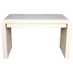Lacquered Texture Wrapped Waterfall Vanity Table with One Drawer