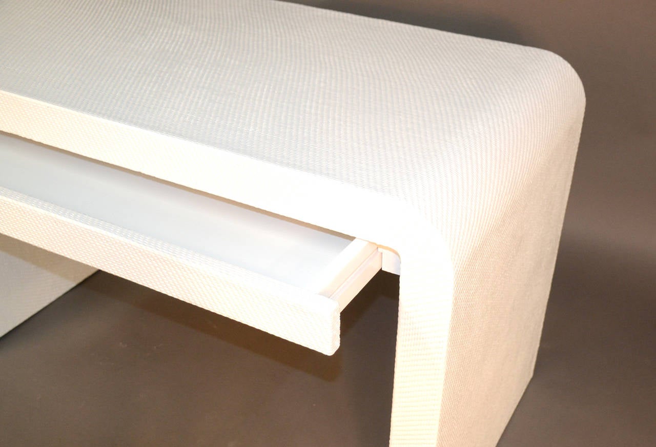 American Lacquered Texture Wrapped Waterfall Vanity Table with One Drawer
