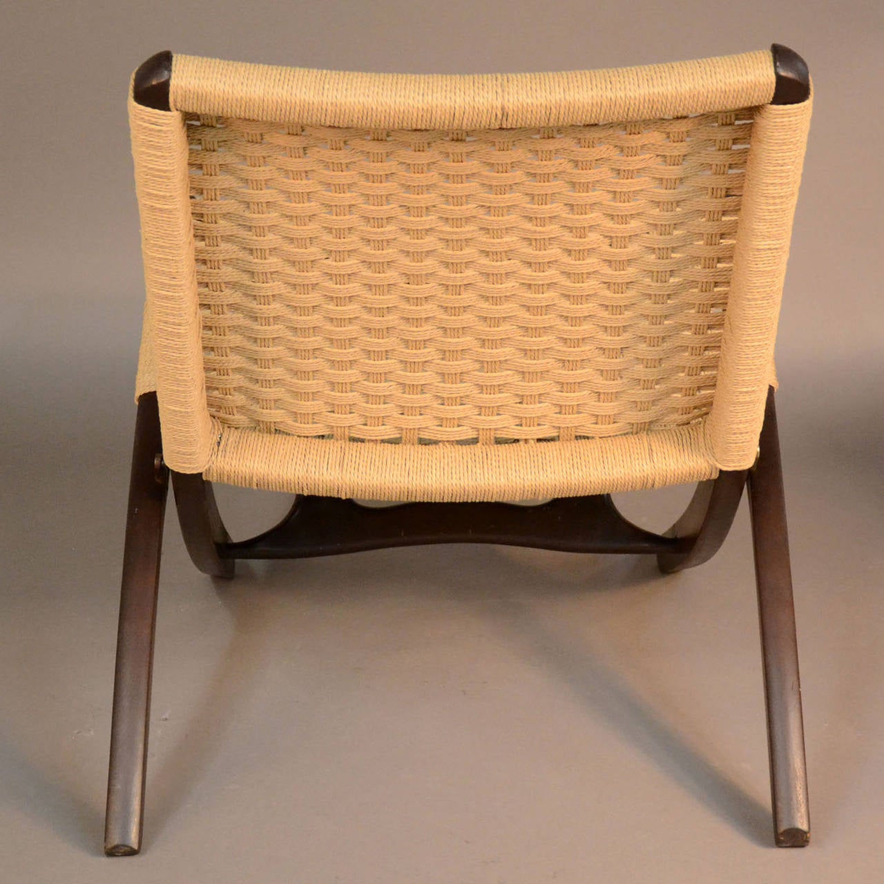 Scandinavian Modern Pair of Folding Rope Chairs in Wegner Style