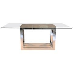 Milo Baughman for Thayer Coggin, Chrome and Glass Dining Table