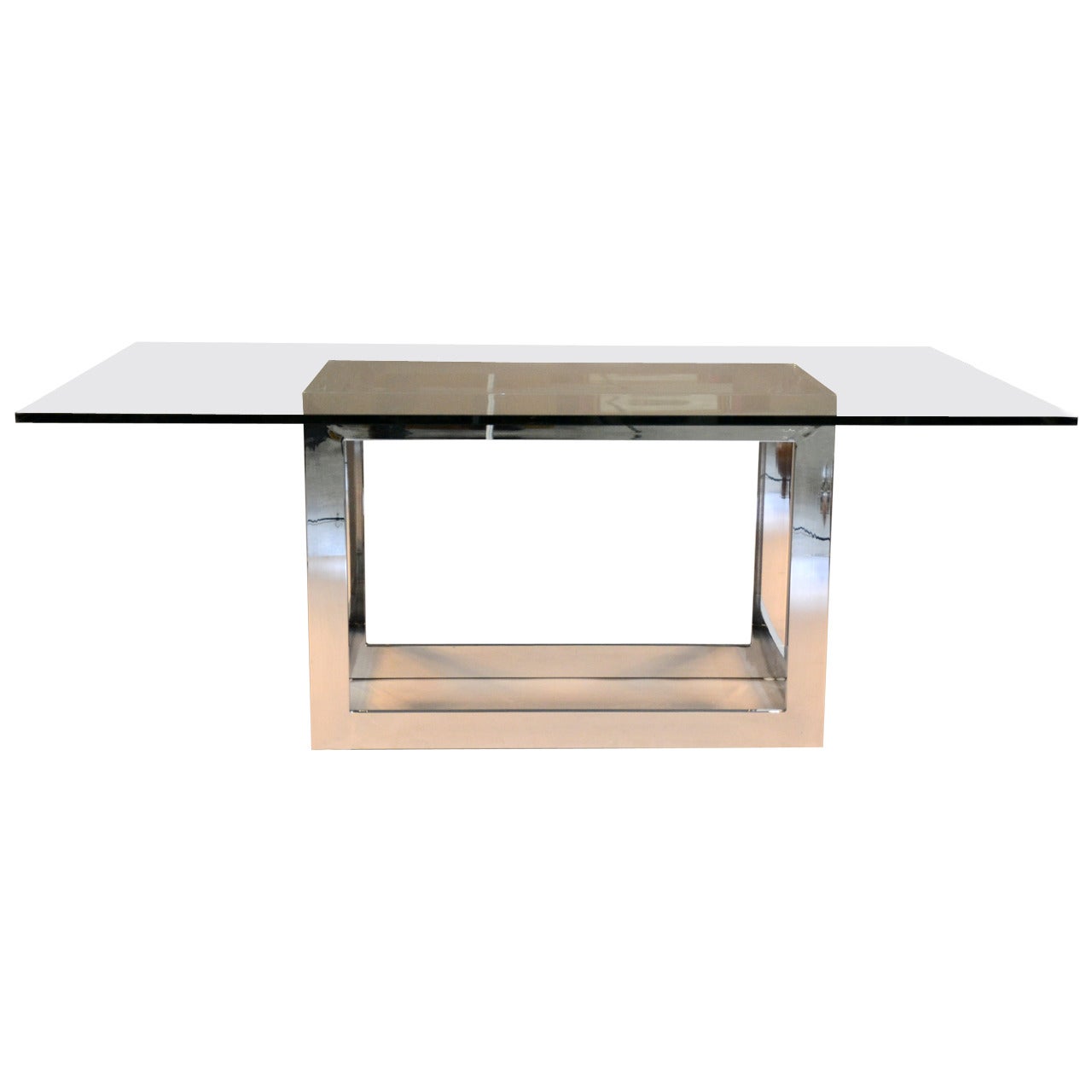 Milo Baughman for Thayer Coggin, Chrome and Glass Dining Table